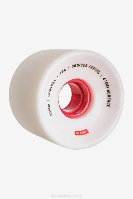 konusveida kreisera ritenis 65mm Globe Brand balts/sarkans/65 D2ZH254 skrituļdēļi