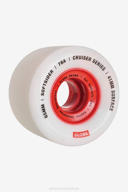softsider cruiser ritenis 65mm Globe Brand balts/sarkans D2ZH257 skrituļdēļi